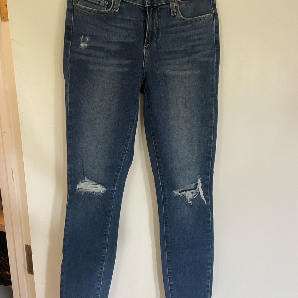 PAIGE Blue Skinny Jeans with Distressed Details